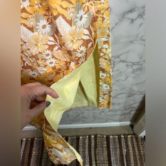 Charlie Holiday Marsha Floral Linen Midi Strapless Dress Size 2 - Picture 5 of 9